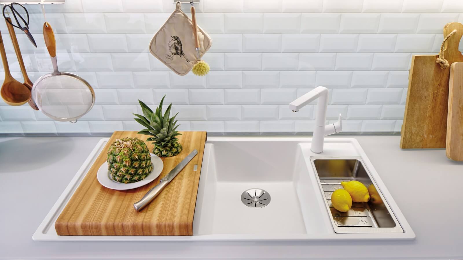 Blanco axia Keramikspüle weiß mit Abtropfbecken