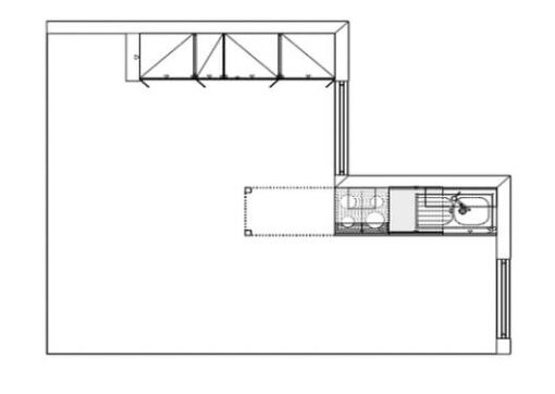 Grundriss Häcker Design Küchenzeile weiß grifflos