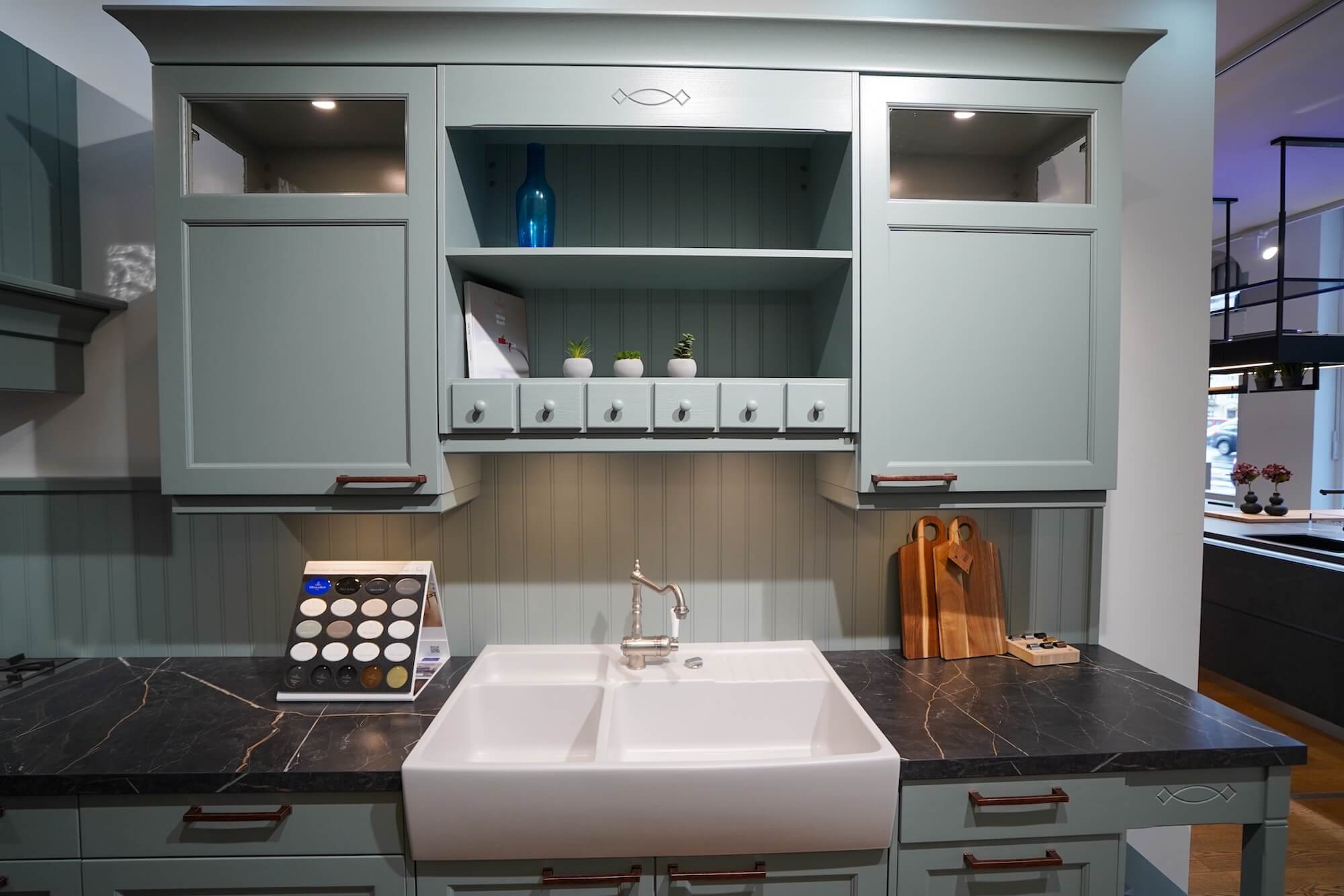 Häcker Bristol Landhausküche Grün Spüle