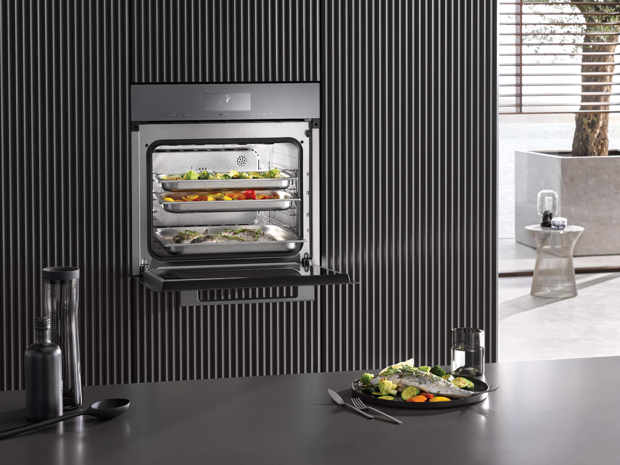 Miele Backofen grau Backzonen Garer Dampfgarer