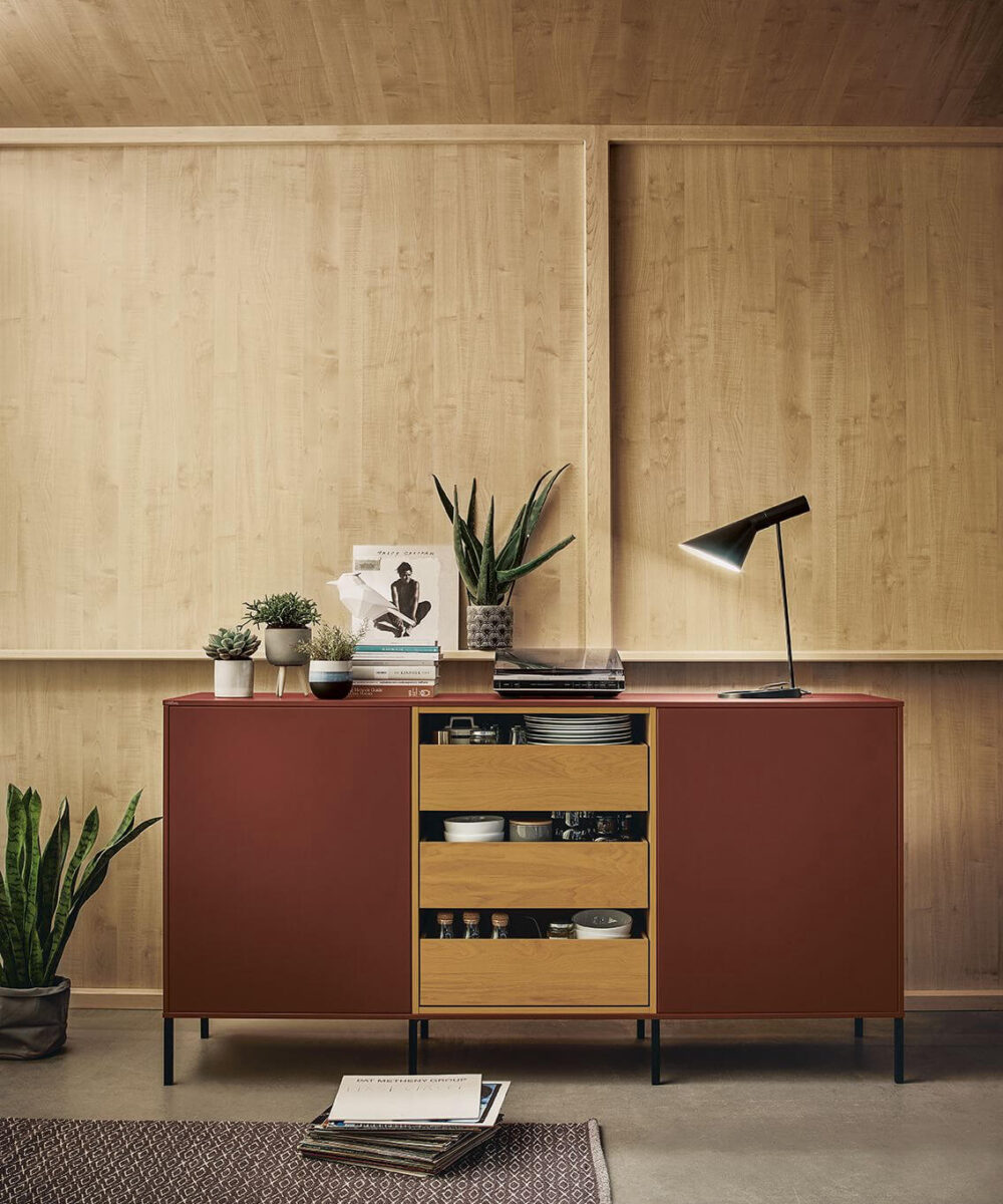 Next125 Design Inselküche Weiß Geschirrschrank