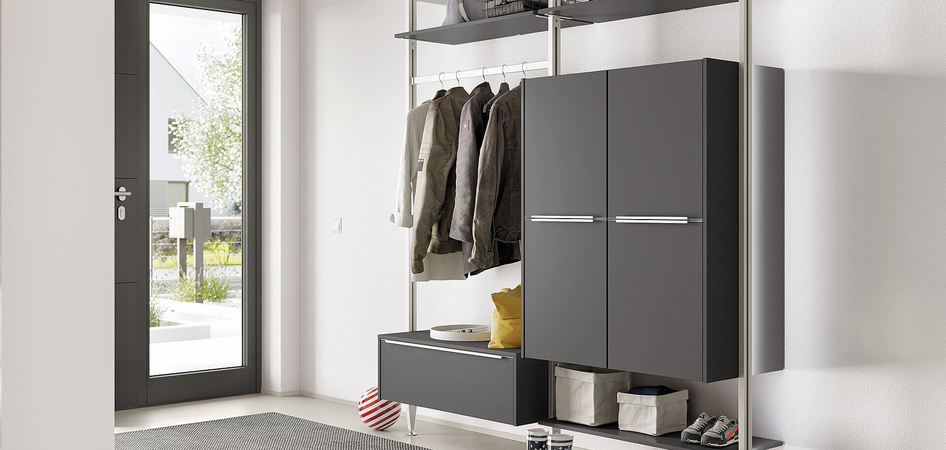 Nobilia Garderobe Schiefergrau Supermatt HA