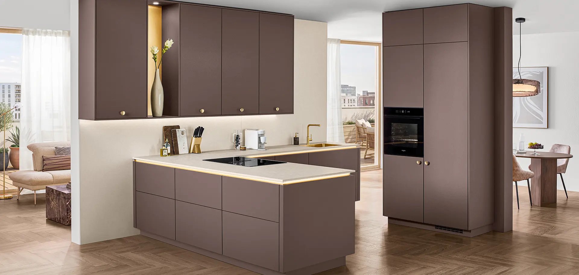Nobilia Moderne L-Küche berry