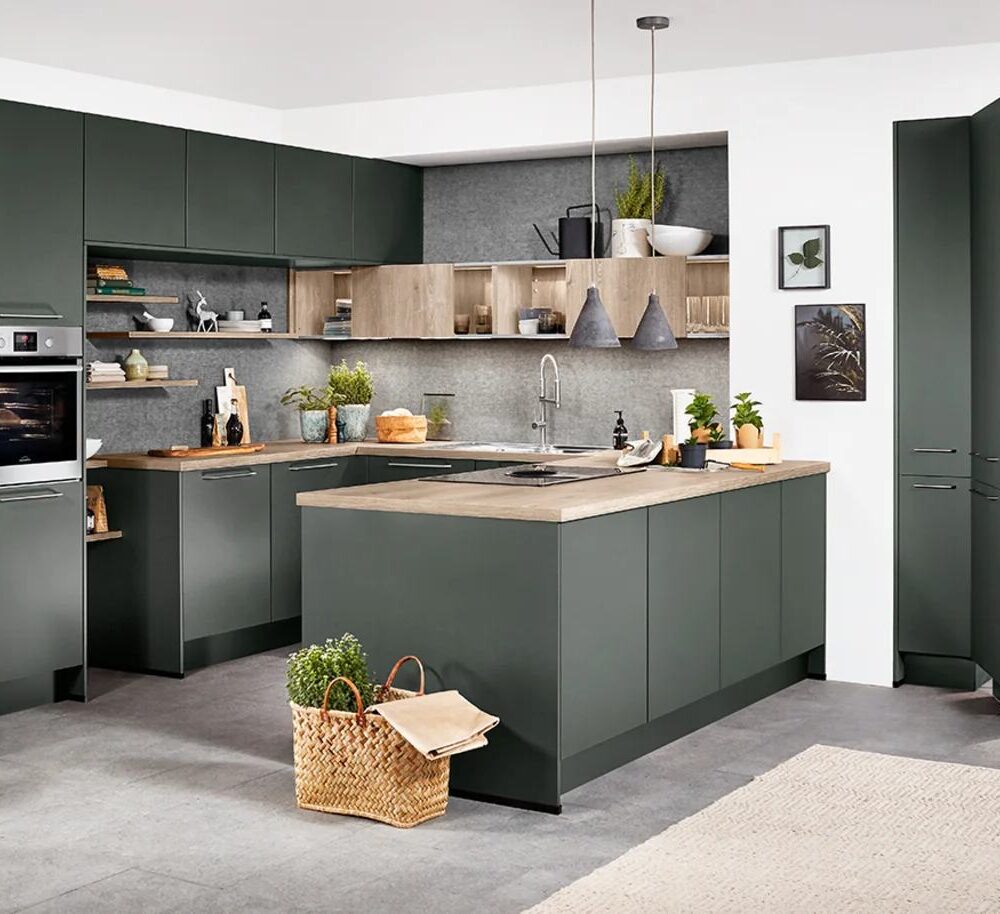 Nobilia Moderne U-Küche mineralgrün