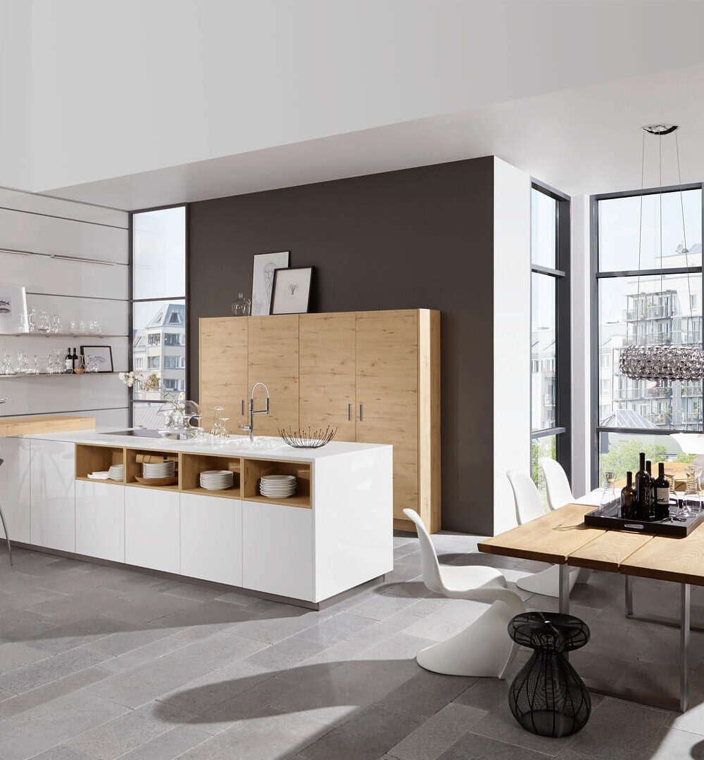 Nolte Moderne Inselküche Hochglanz weiß