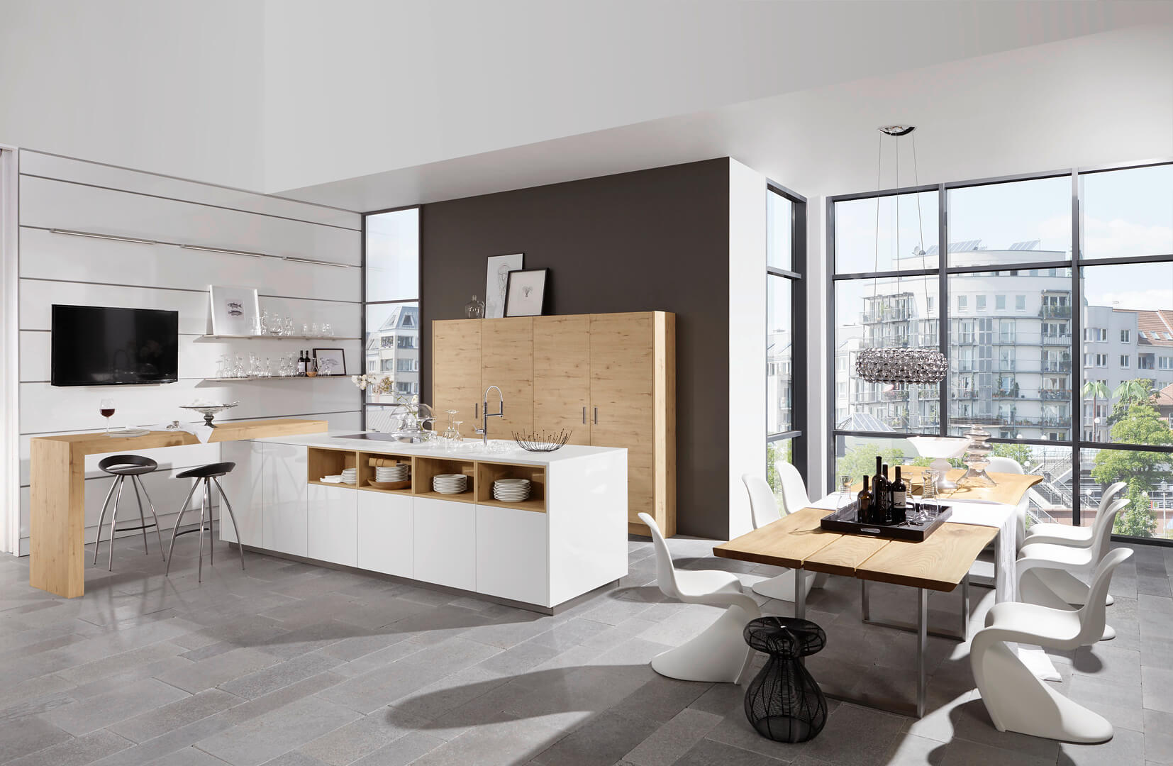 Nolte Moderne Inselküche Hochglanz weiß