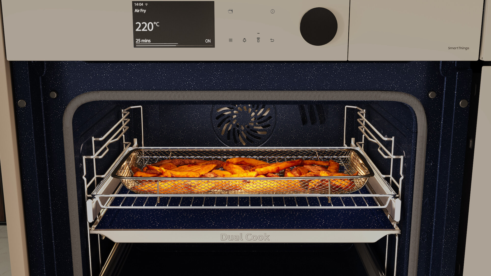 Samsung Serie 7 Dual Cook satin beige Backofen grifflos