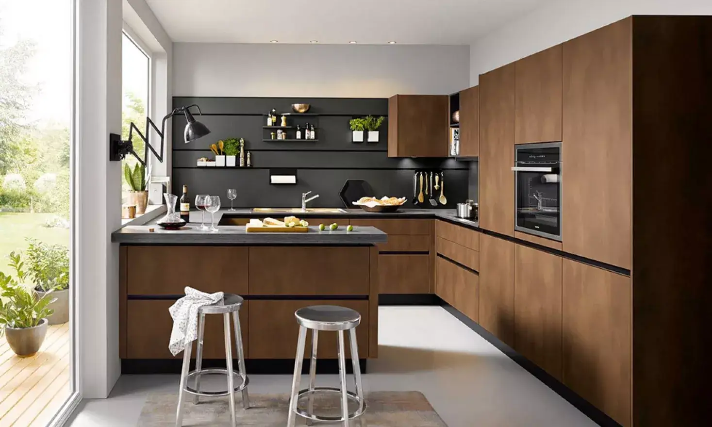 Schüller G-Küche Design rostbraun grifflos